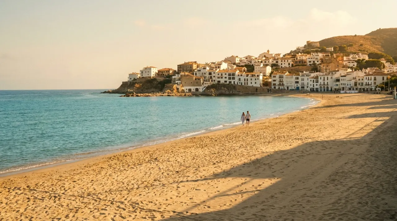 Playa mediterránea tranquila a principios de septiembre